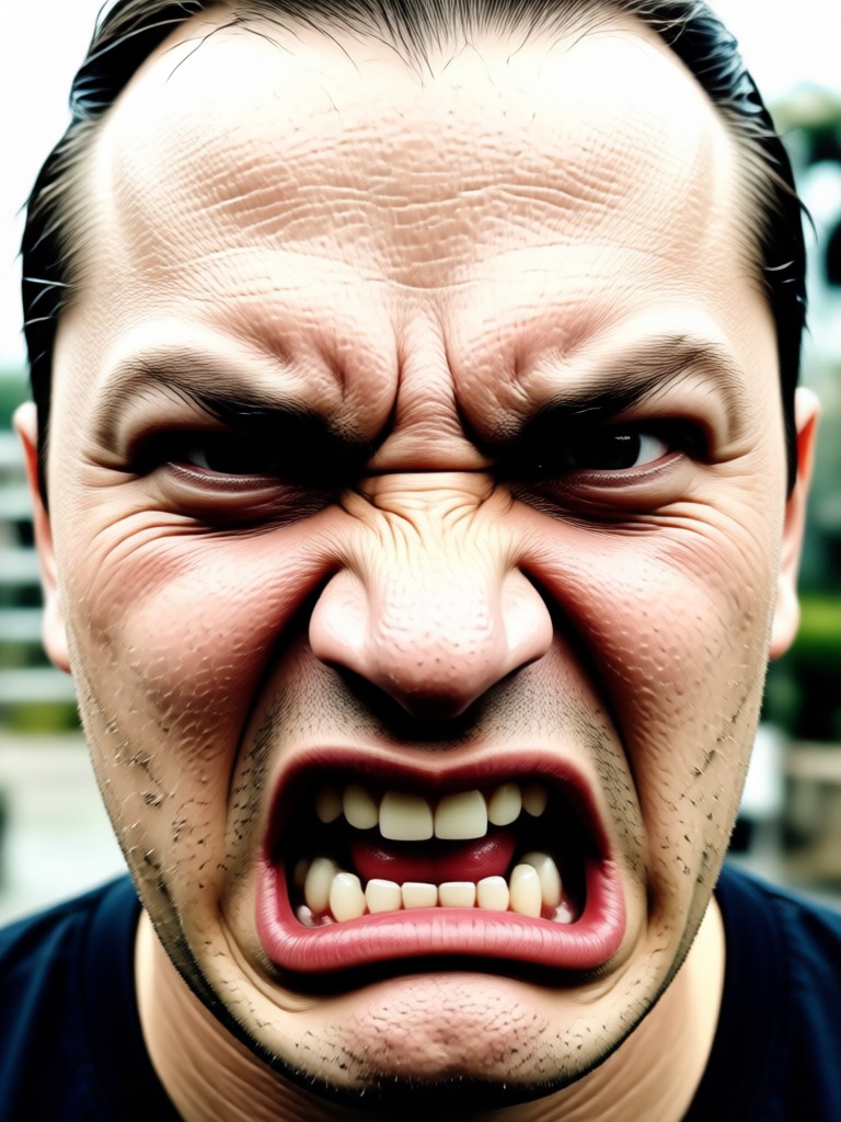 Person vor und nach Anwendung des Angry Face Filters