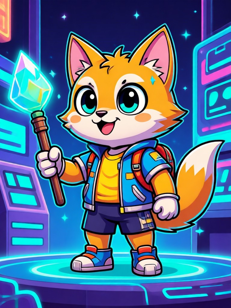 Smartphone showing a newly generated mascot with a download button