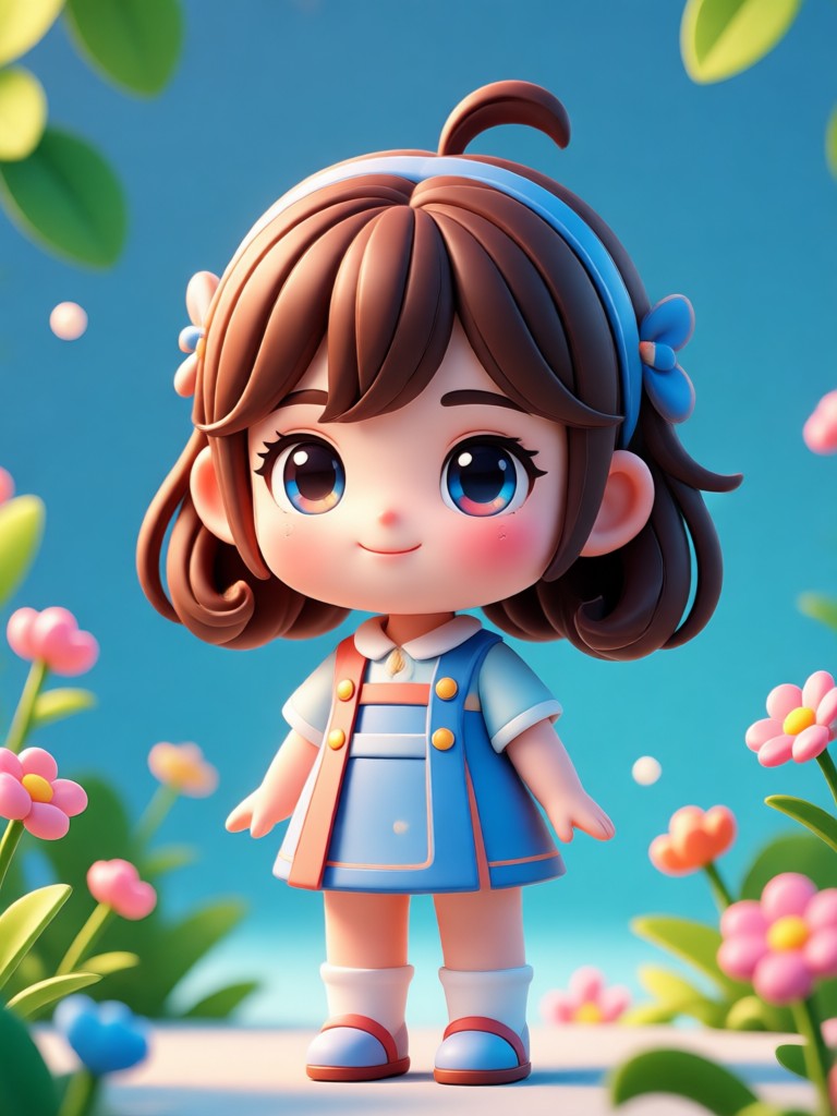 Fantasy-Krieger-3D-Chibi-Charakter mit Rüstung