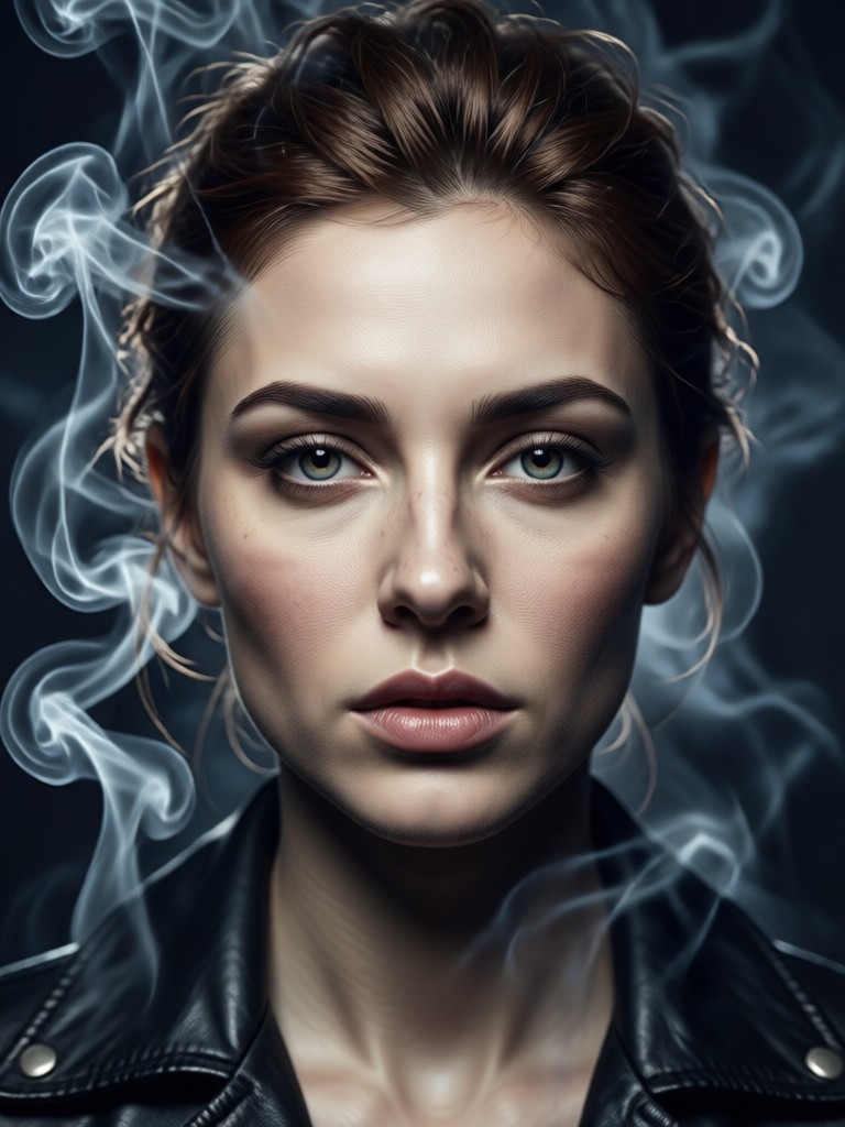 Mobile app interface for cinematic smoke portrait generator