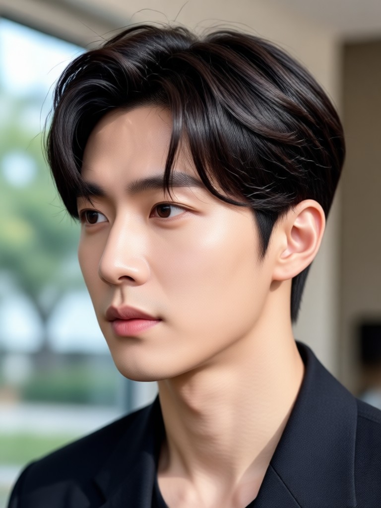 Resultado de peinado coreano quiff con textura generado por IA
