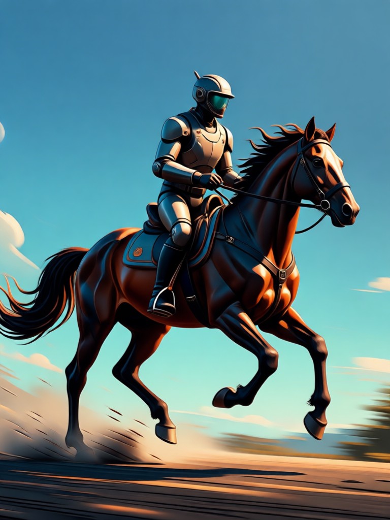 Family horse riding AI generated video