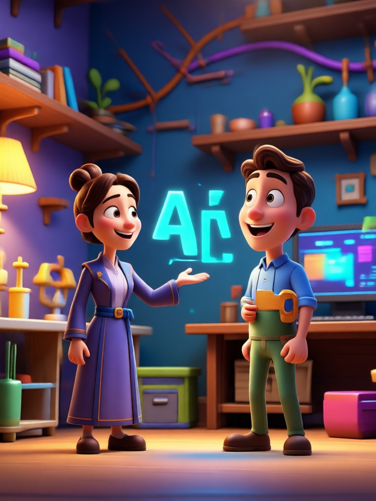 AI generated Pixar character in fantasy setting