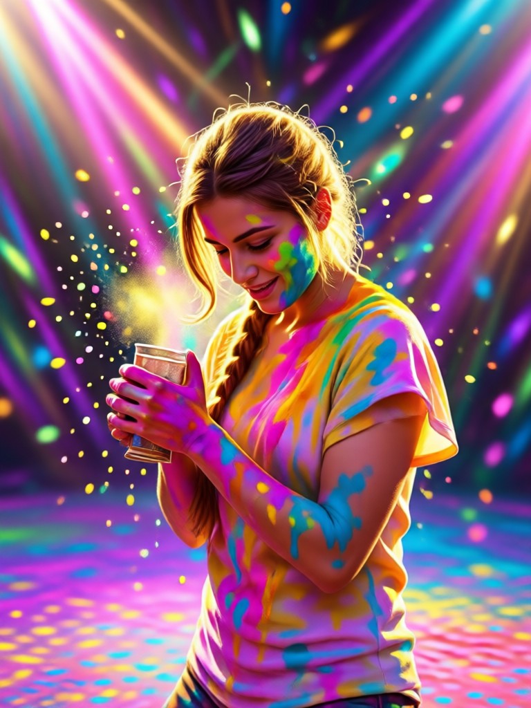 Holi party scene generated entirely by AI