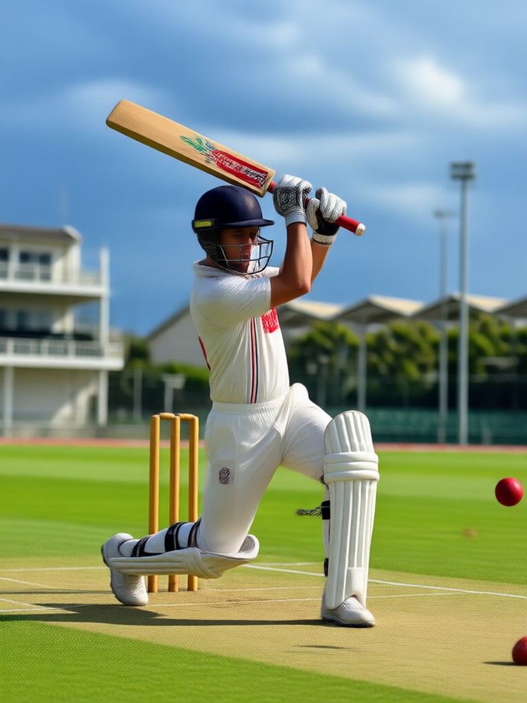 Fotorealistische Cricket-Bowler-Aktionsaufnahme