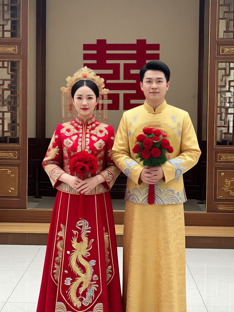 Middle Eastern thobe and abaya wedding portrait AI