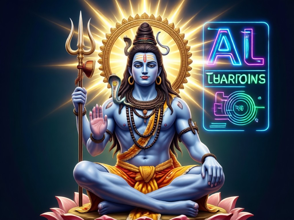 Arte AI com símbolos sagrados de Shiva