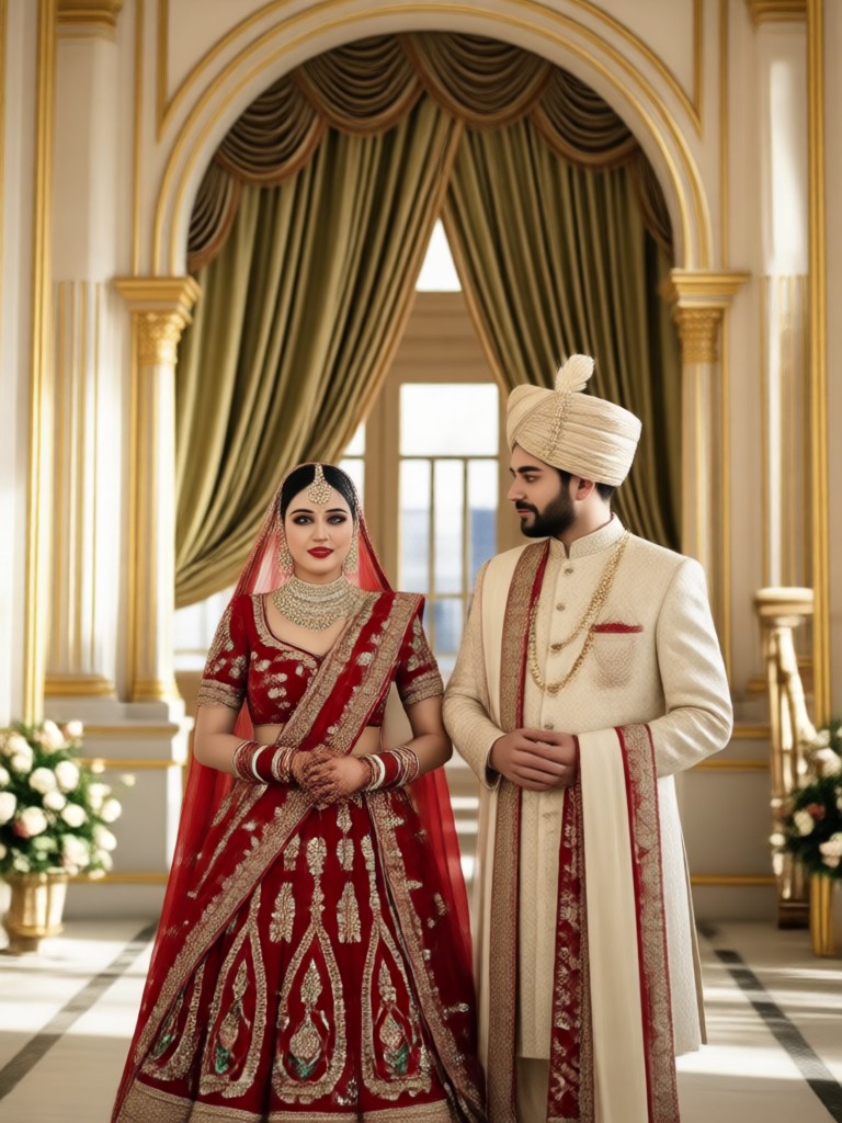 AI generated royal wedding couple portrait