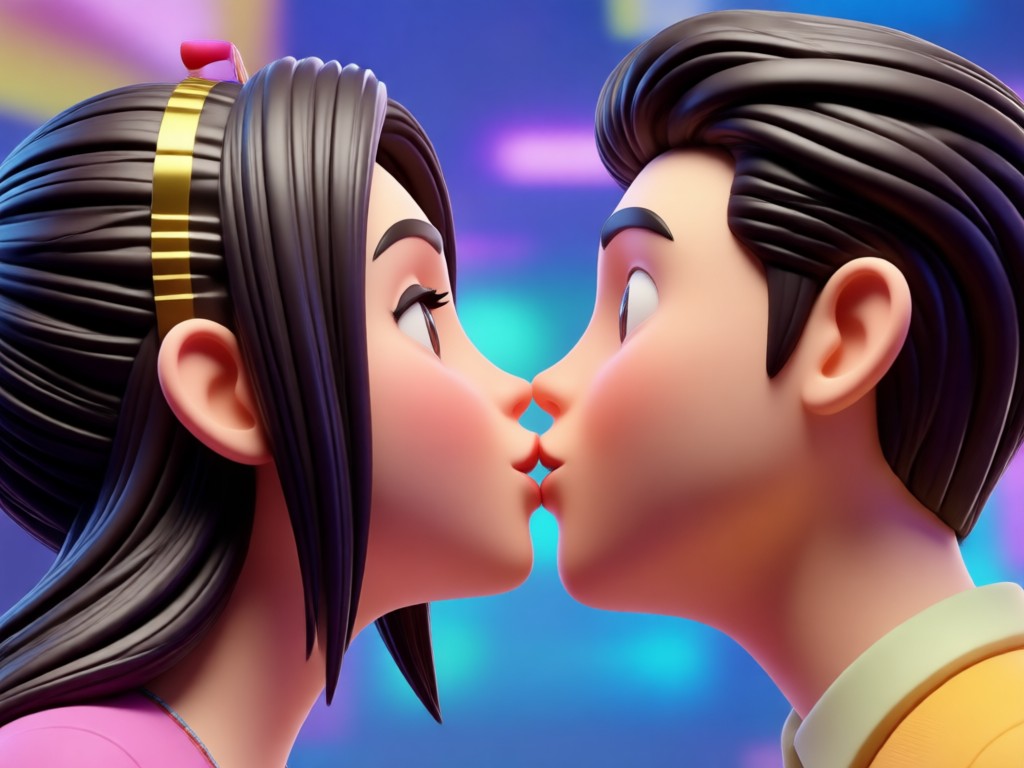 Different cinematic styles for kissing animations