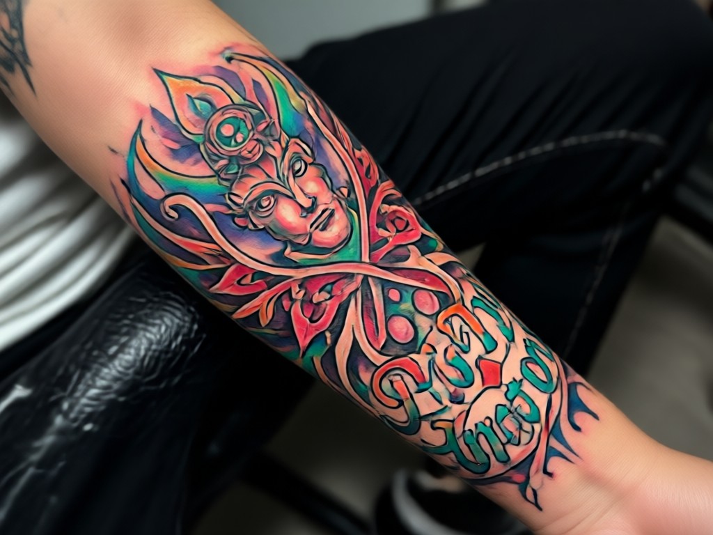 Tattoo design visualized on arm and back
