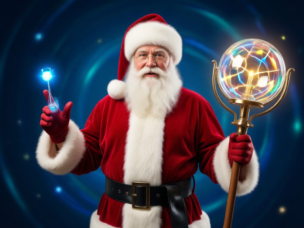 Christmas card with AI Santa portrait