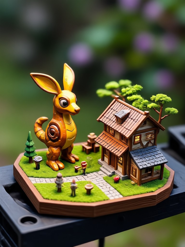 Miniature garden with tiny flowers and pathways