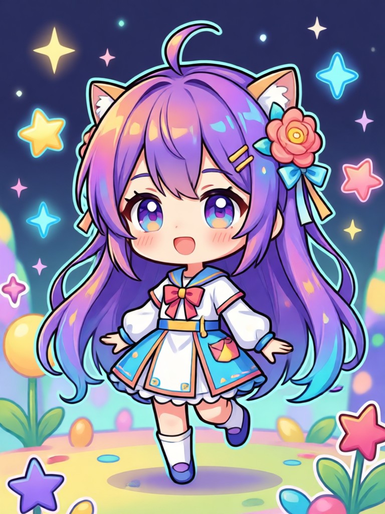 Personagem chibi mágico inspirado em Ghibli