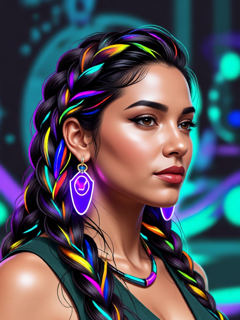Latina portrait with oil painting texture