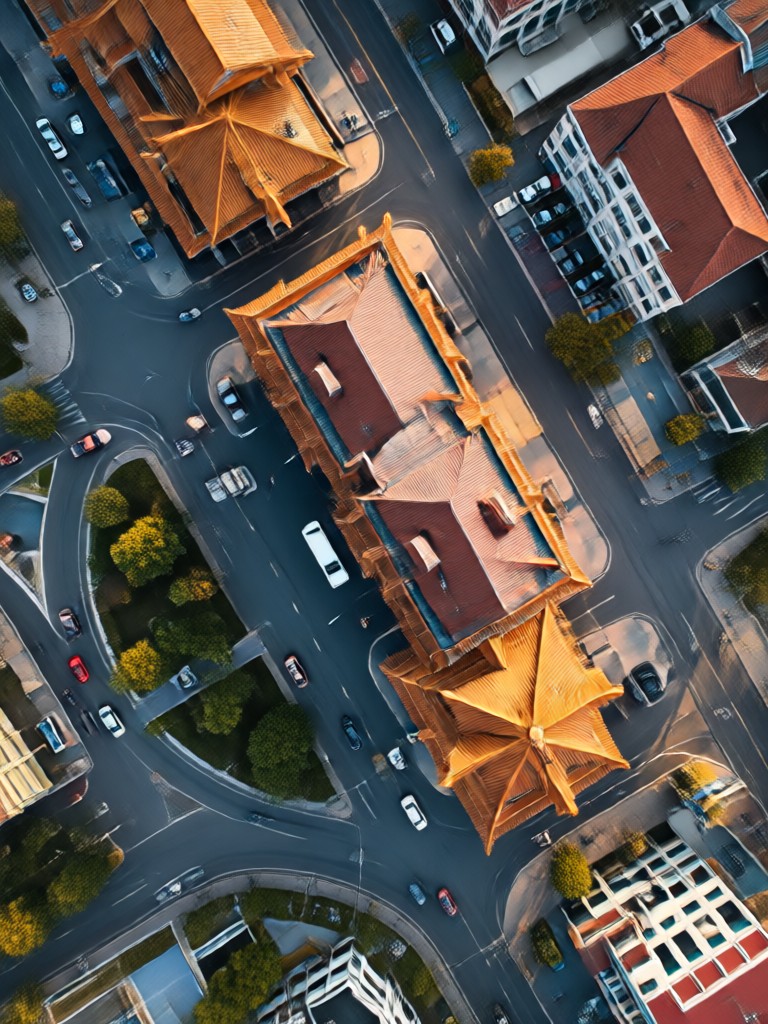 Urban city aerial view transformation
