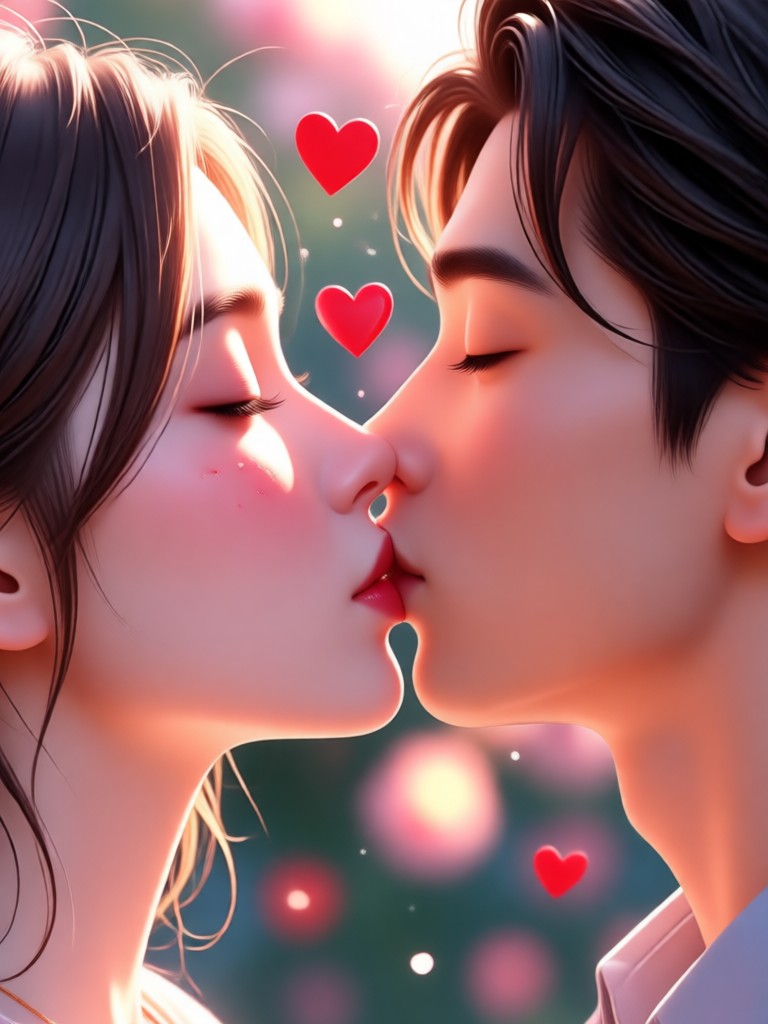 AI generated kissing animation for a social media story