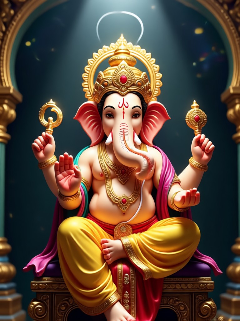 Watercolor style Ganpati animation