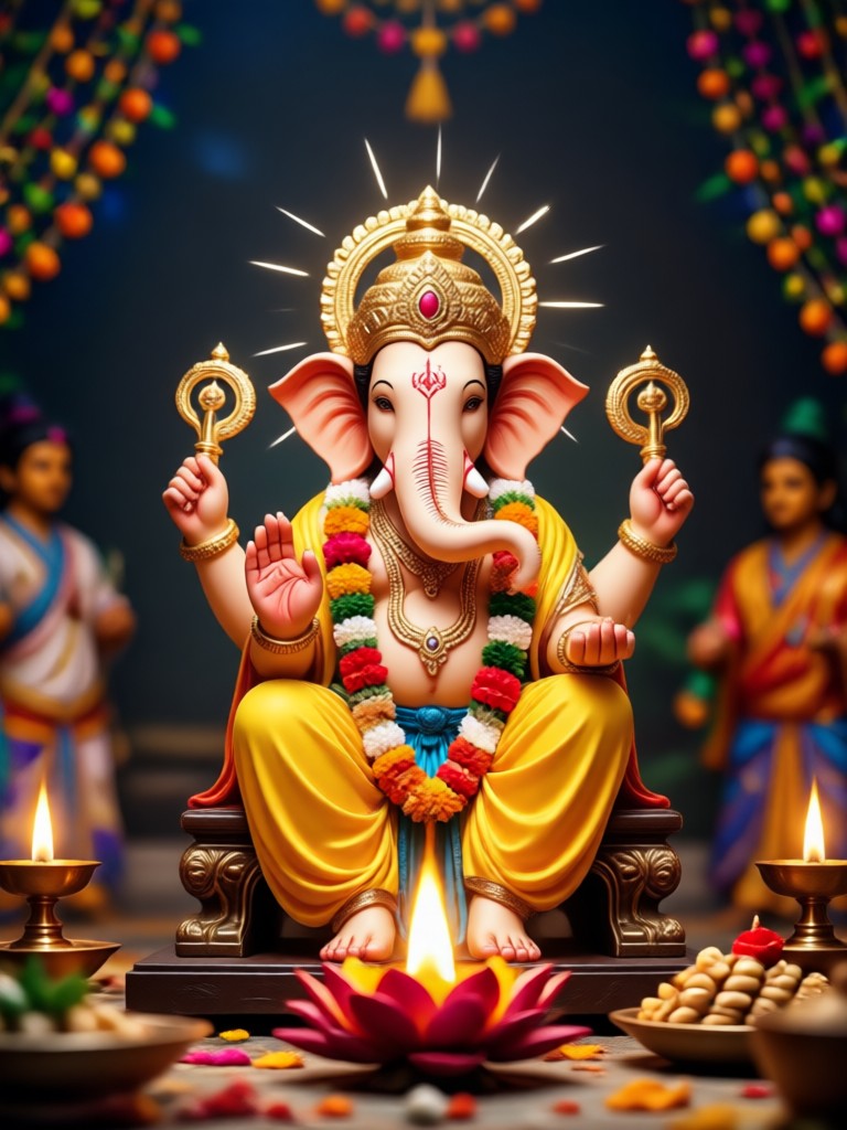 Golden aura AI Ganesh Aarti transformation