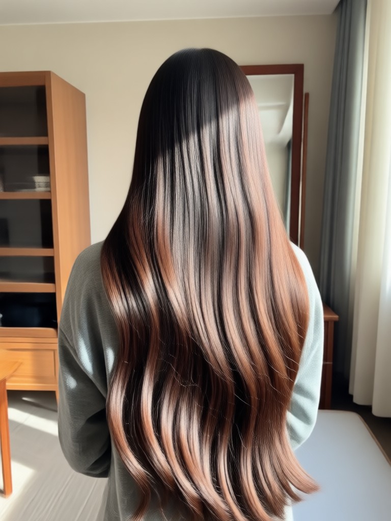 Transformación de pelo corto a pelo largo ondulado