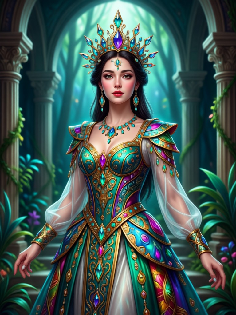 Regal AI portrait with jeweled throne