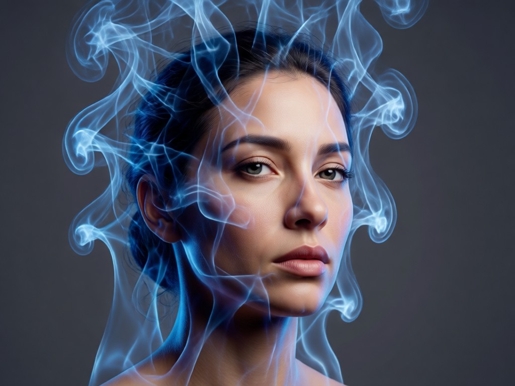 Portrait background replaced with smoke effect
