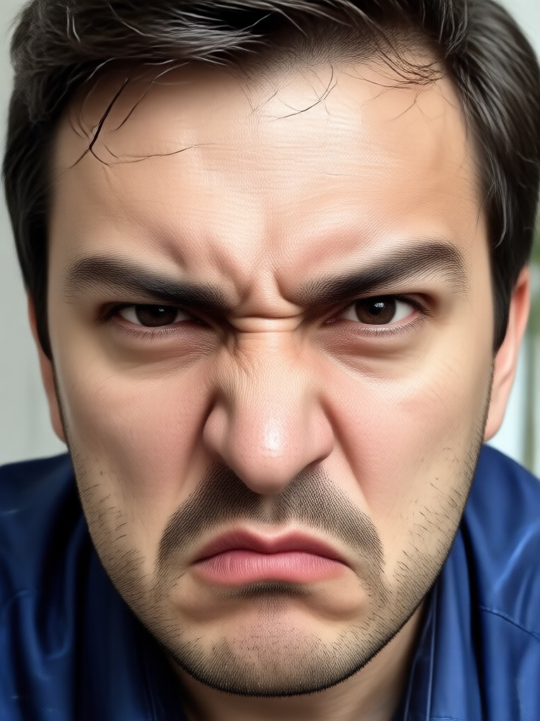 Angry face filter on historical painting style