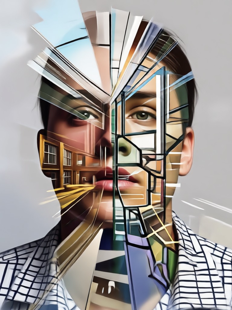 architecture double exposure portrait example of a person blended with a modern city skyline
