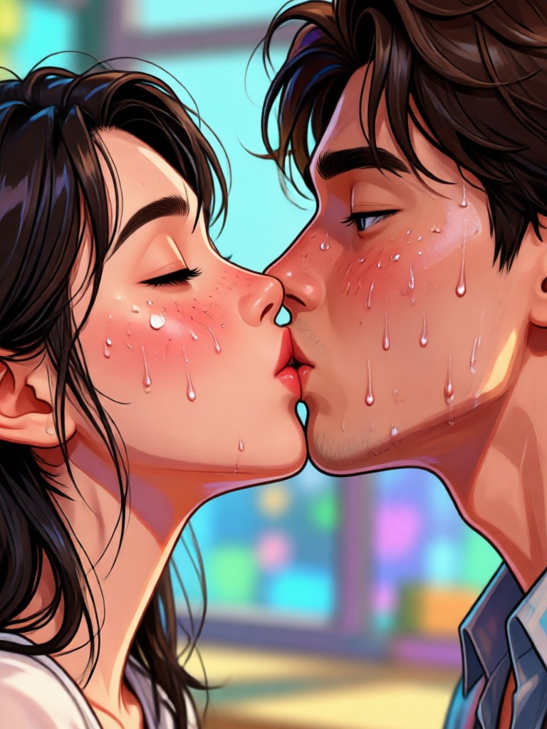 Cartoon style kissing effect