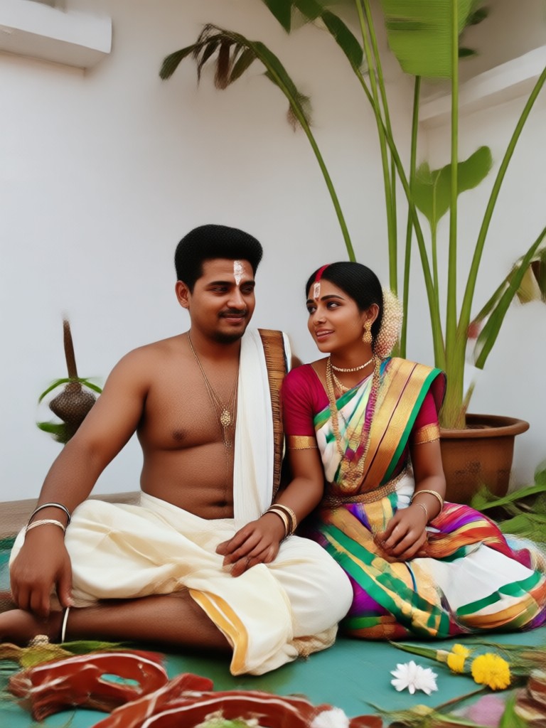 KI-generiertes traditionelles Kerala-Paar-Foto