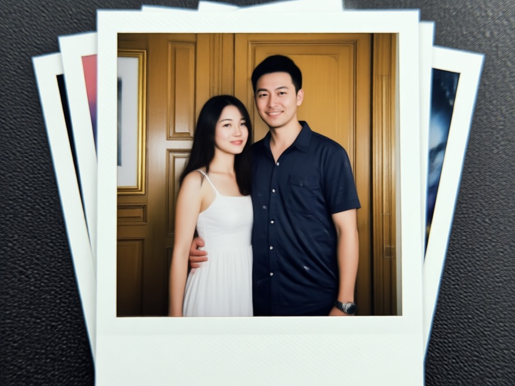 Phone showing a downloaded AI Polaroid couple photo