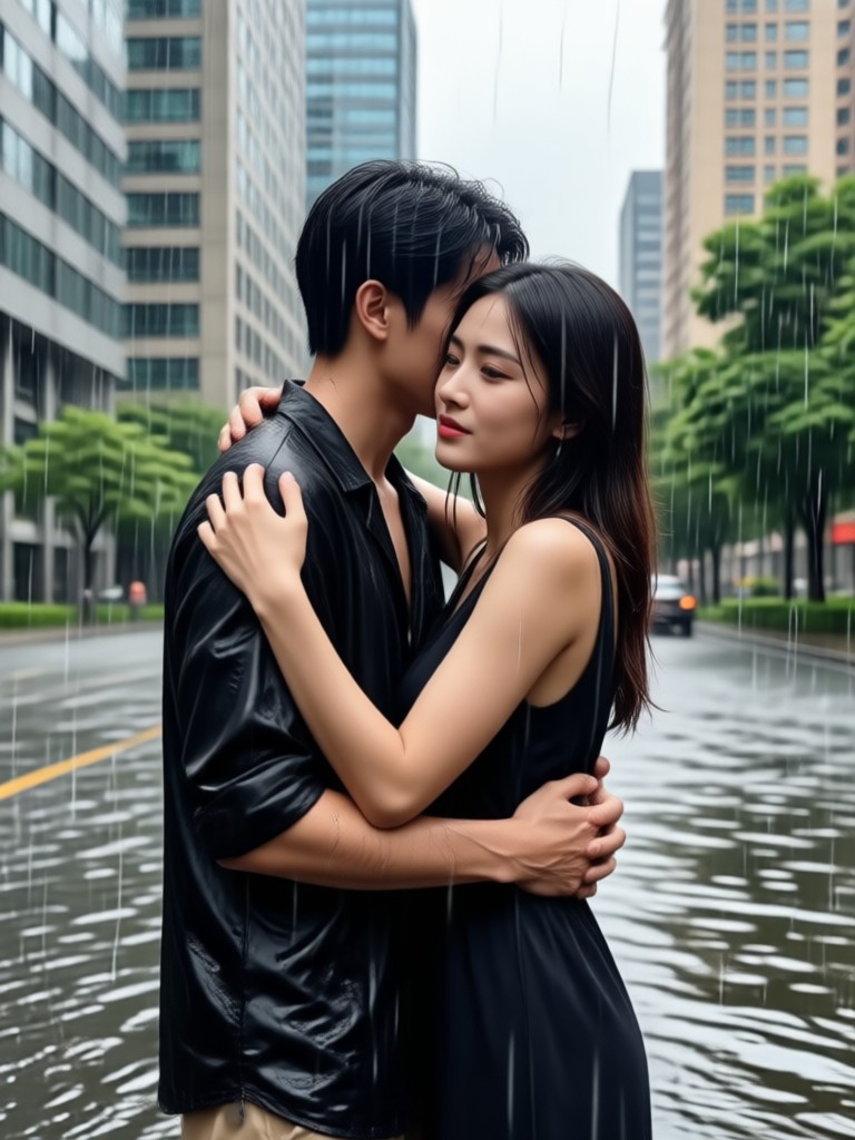 Animated monsoon hug from a wedding photo