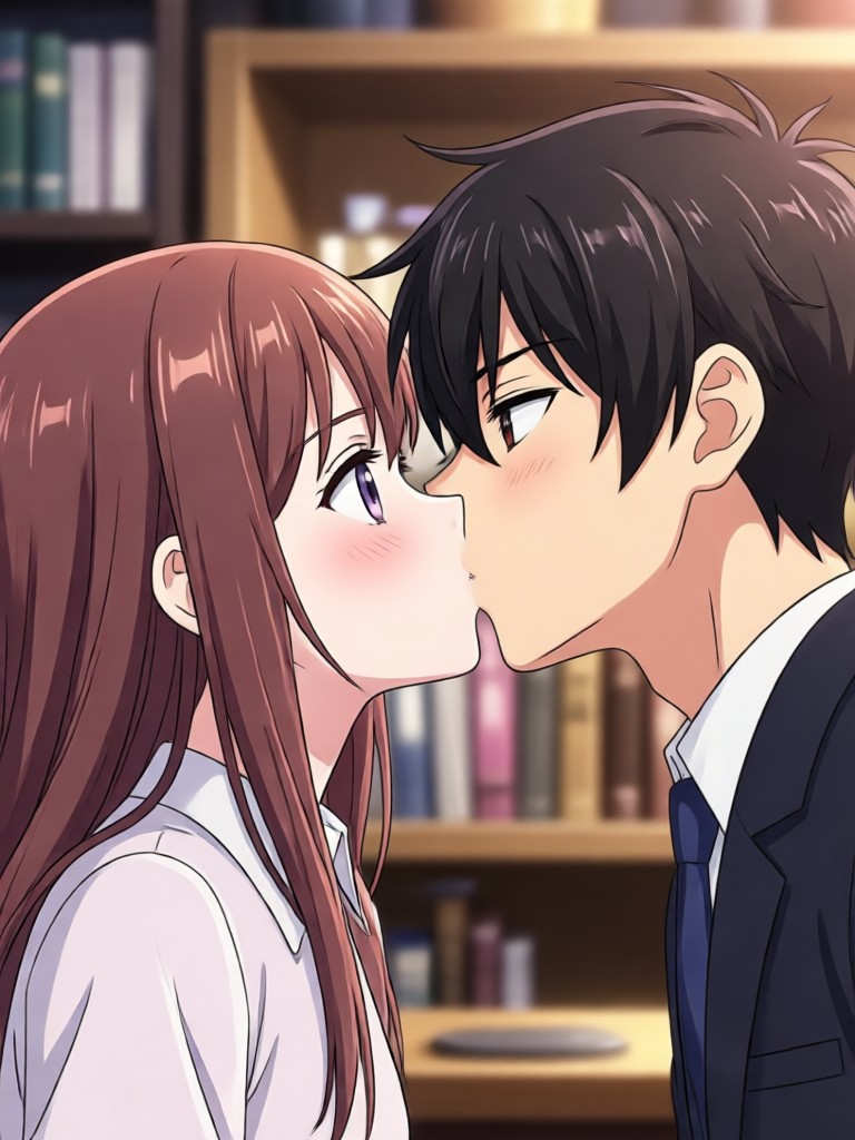 Ciuman romantis anime bersalju