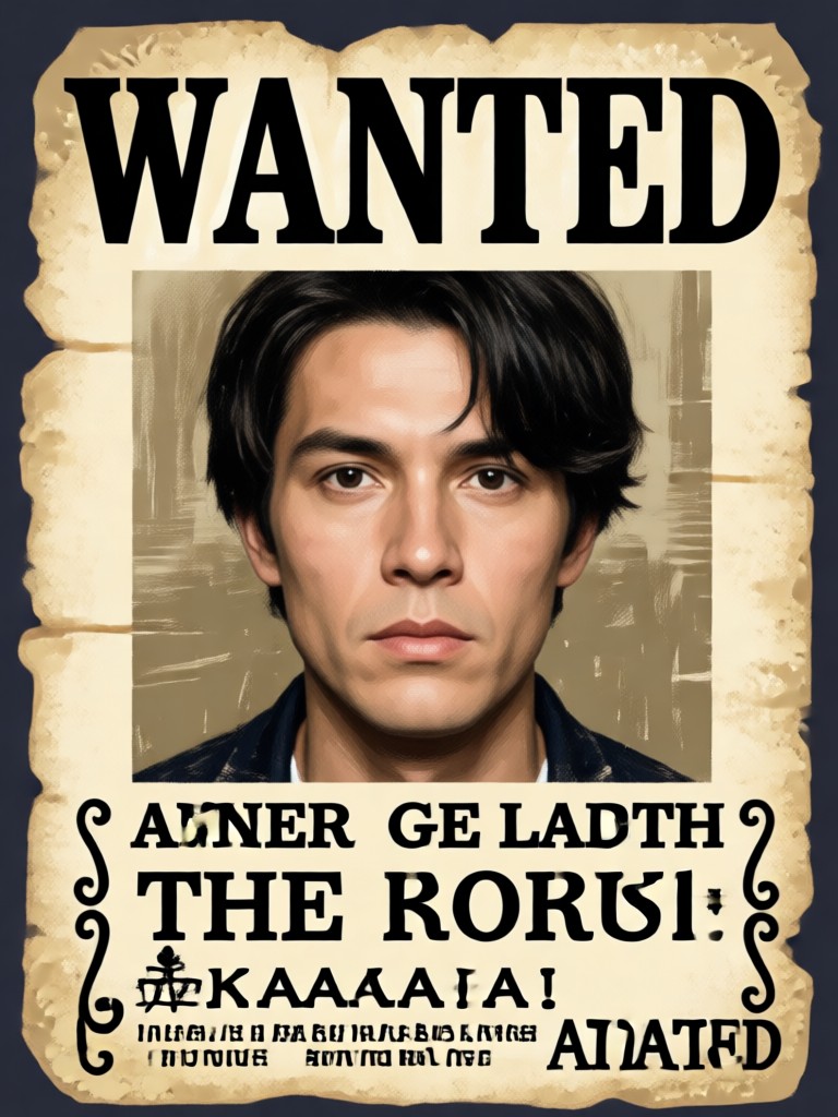 Wanted poster with torn paper edges effect