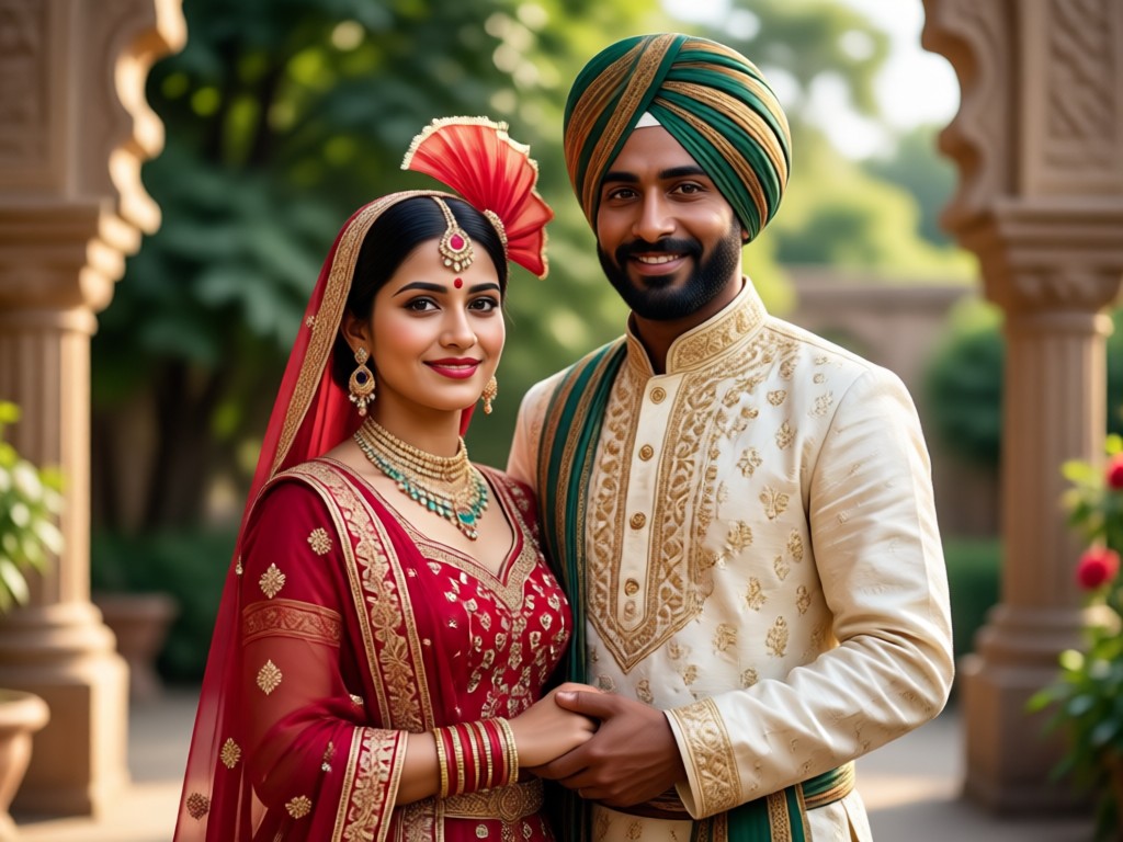 AI generated Punjabi Phulkari and jewelry details