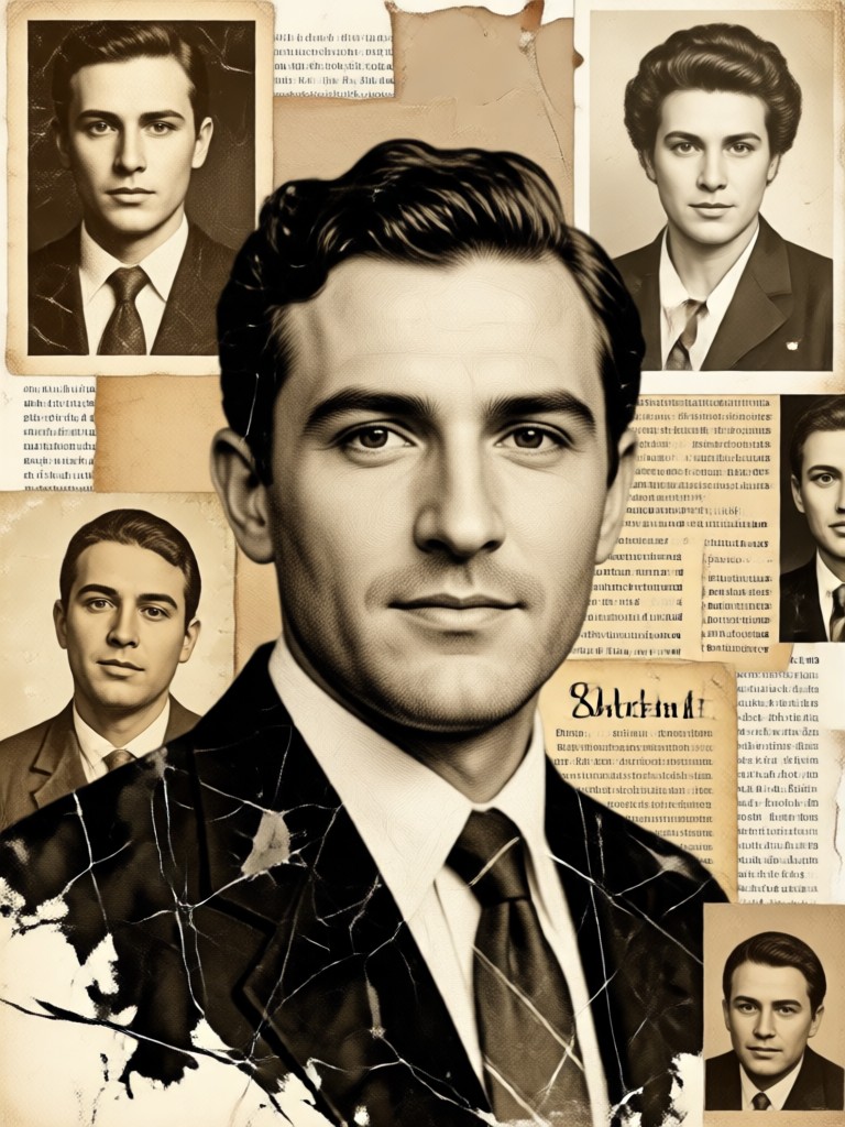 Collage mimicking old photo album page with notes