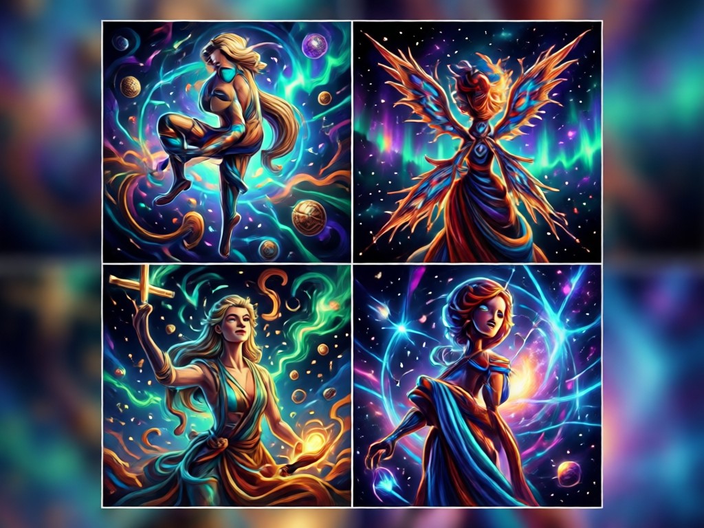 2x2 grid in various artistic styles