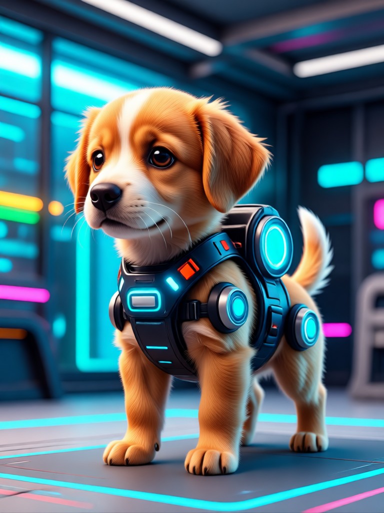 Ghibli style animated puppy
