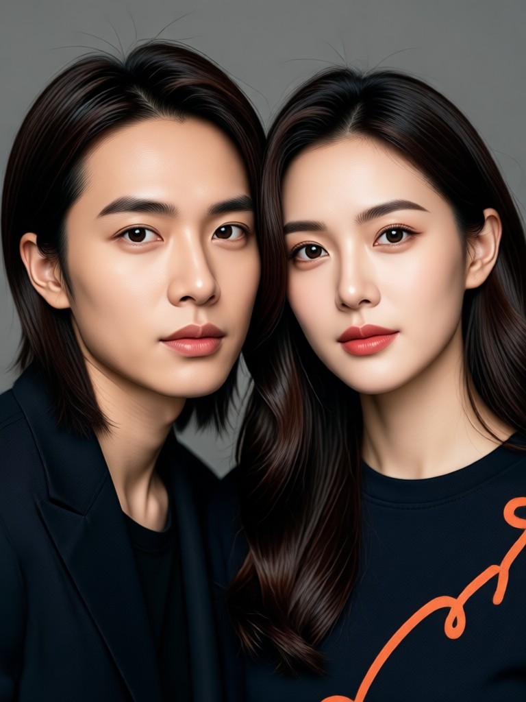 Classic oil painting style AI couple portrait