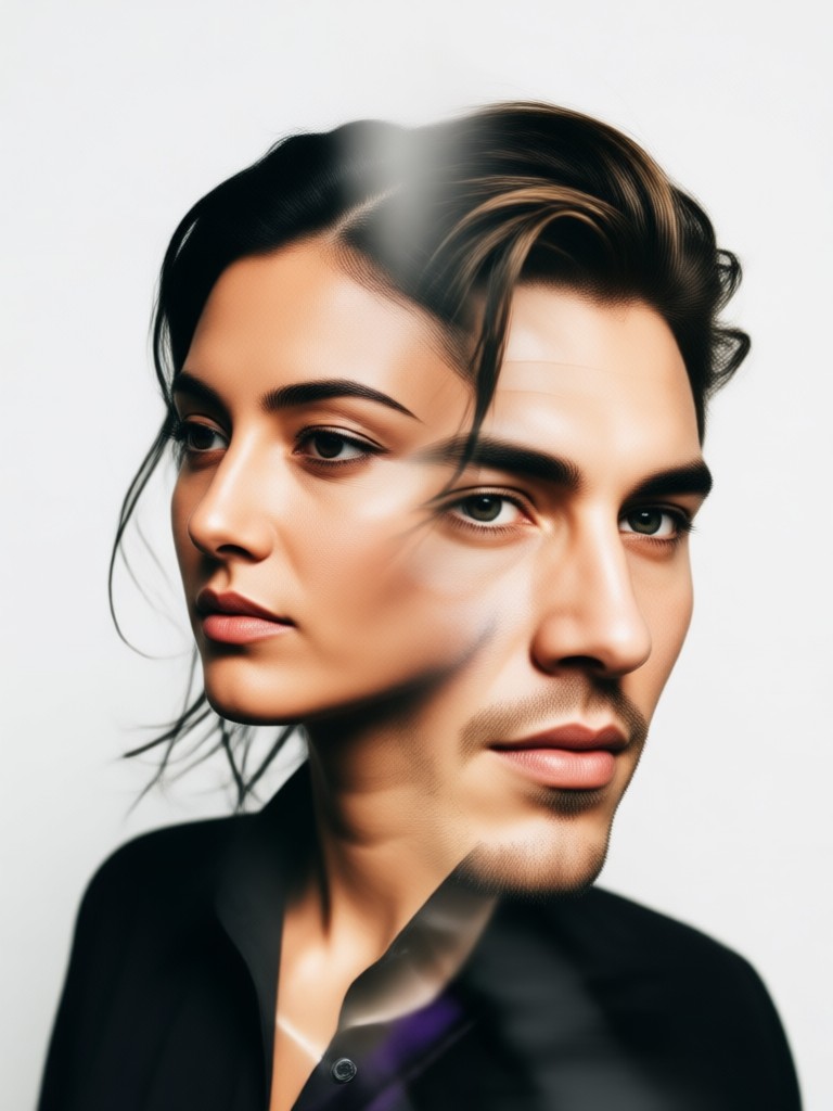 Portrait with feather texture overlay