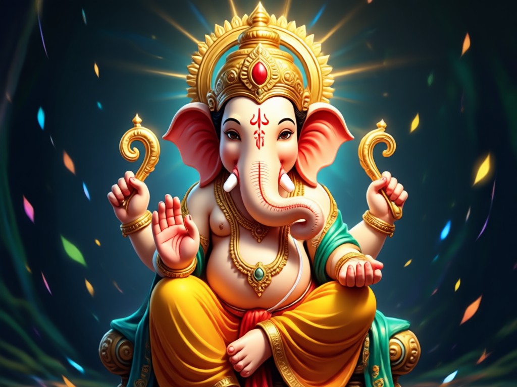 Text prompt to AI-generated Ganesh Ji image