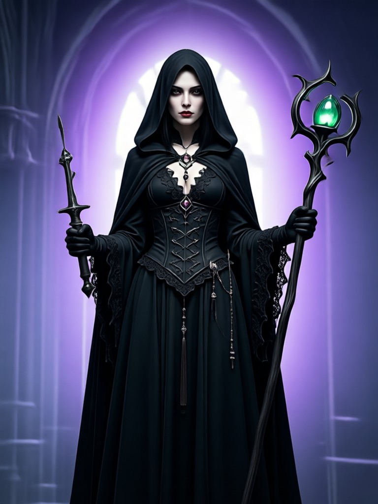 Pastel-Goth-Charakter mit farbigem Haar, KI-generiert