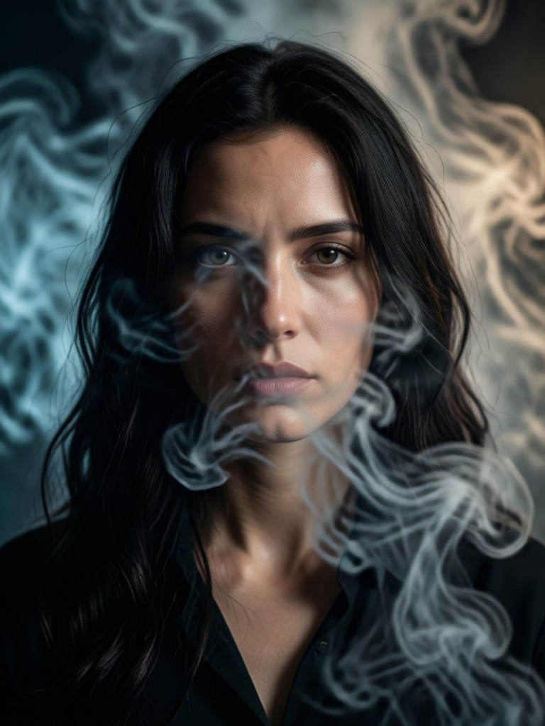 Noir style smoky portrait
