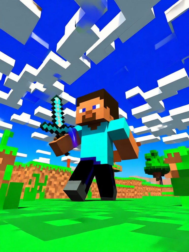 AI Minecraft character smiling