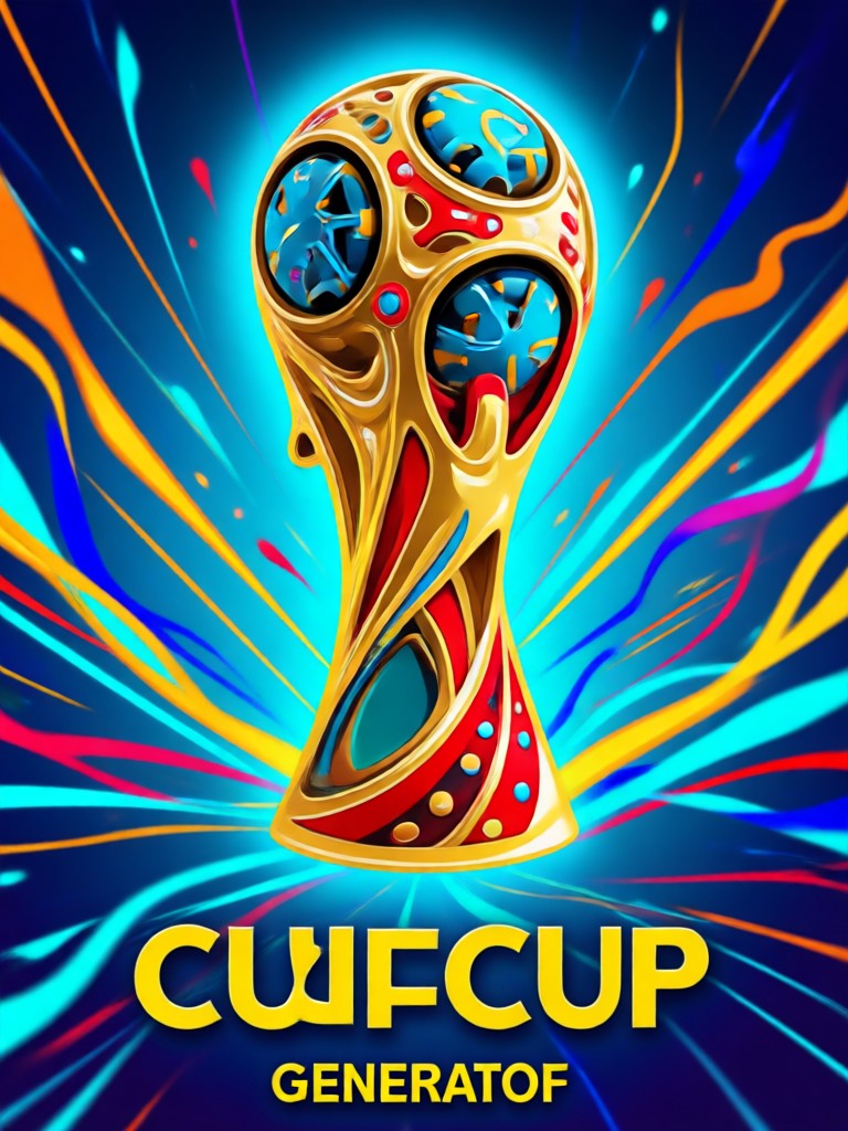 AI generated FIFA World Cup poster featuring a soccer stadium and team celebration