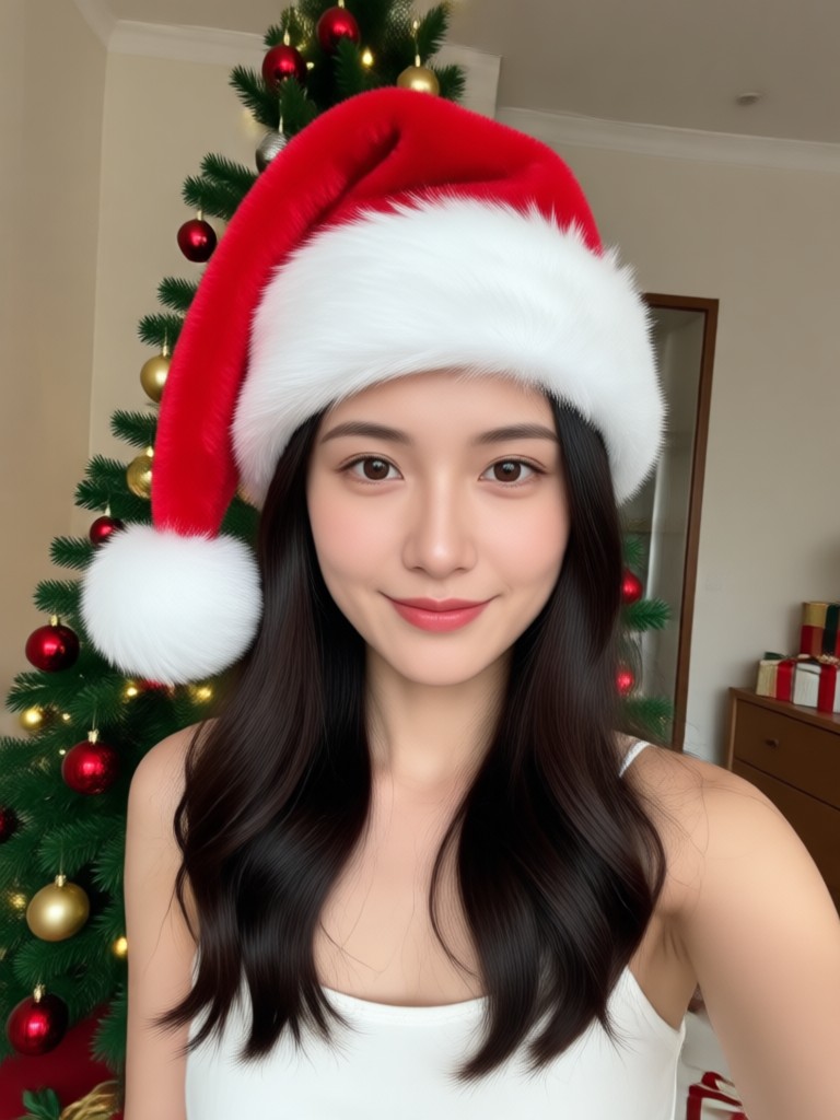 Outdoor winter photo with festive AI overlay