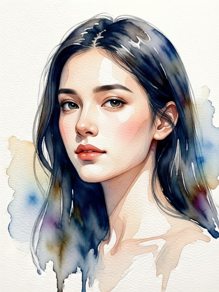 Beispiel einer KI-Aquarellporträt-Transformation