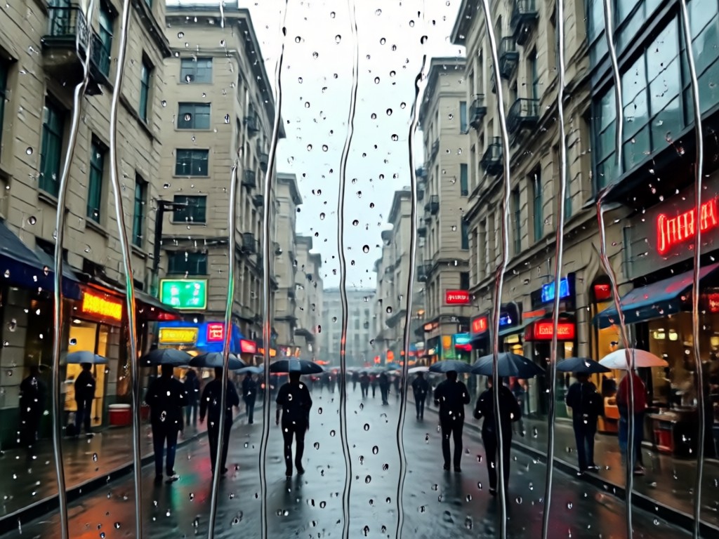 One click application of different rainy photo styles