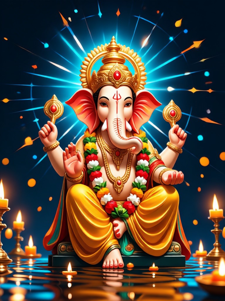Aerial view style AI Ganpati Visarjan scene