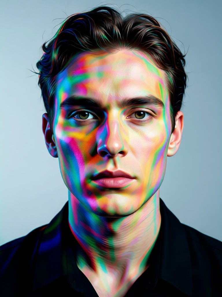 Psychedelic portrait with kaleidoscope patterns