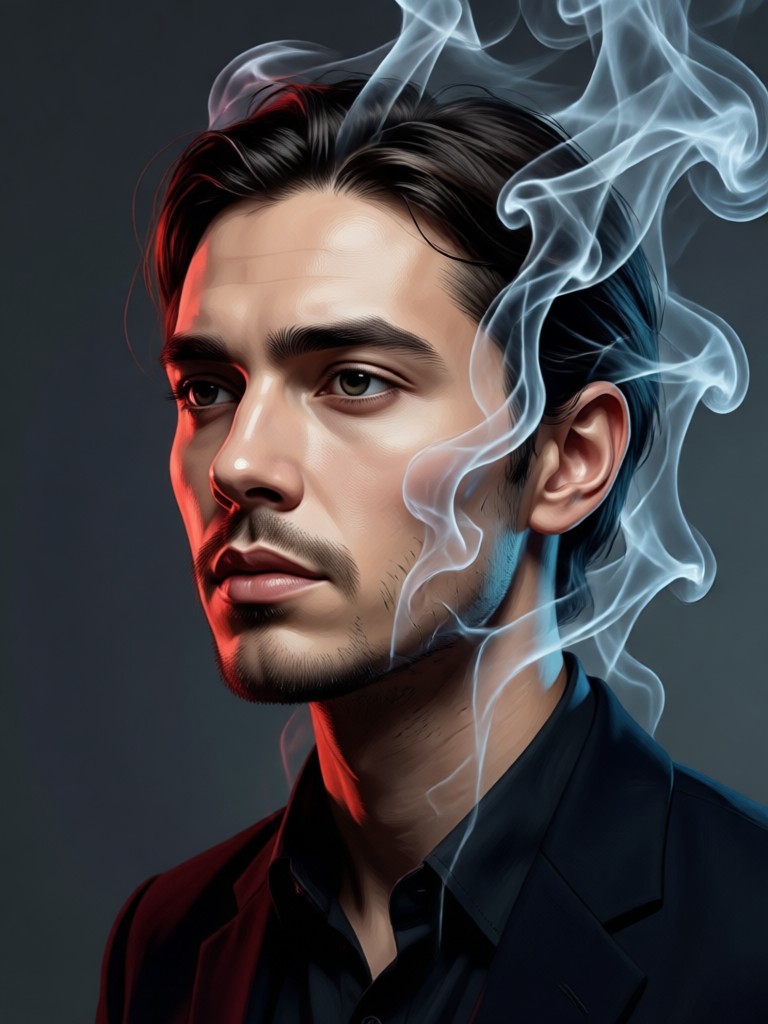 Portrait with subtle, fog-like smoke background photo
